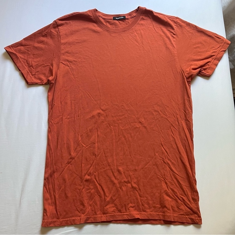TALENTLESS rust orange crew‎ neck cotton knit short sleeve T-shirt